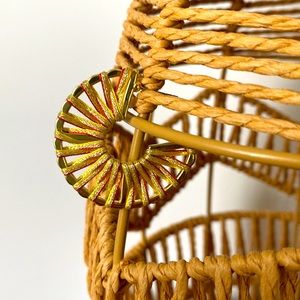 Boho gold crescent hoops with pink accent NEW